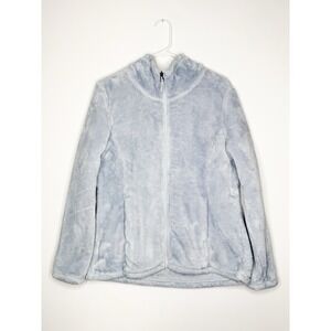 32 Degrees Heat Women's Faux Fur Fleece Zip Jacket Size Large Light Blue Soft L